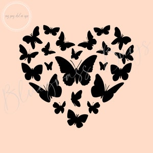 Vlinderhart SVG, vliegende vlinder silhouet, vlinder gesneden bestand, digitale download, Cricut, silhouet gesneden bestand