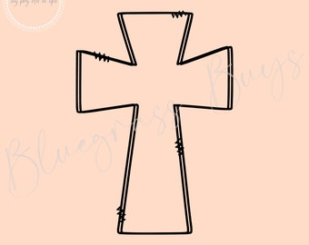 Doodle Cross SVG, Hand drawn Cross, Digital Download, Cricut, Silhouette Cut File