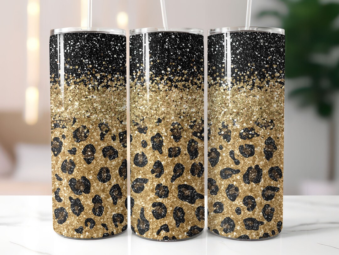 Glitter Leopard Skinny Tumbler Wrap - 20oz Straight & Tapered Wrap ...