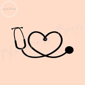 Stetoscopio Cuore SVG, Infermiera SVG, Clipart Infermieristica, Download digitale, Cricut, Silhouette Cut File