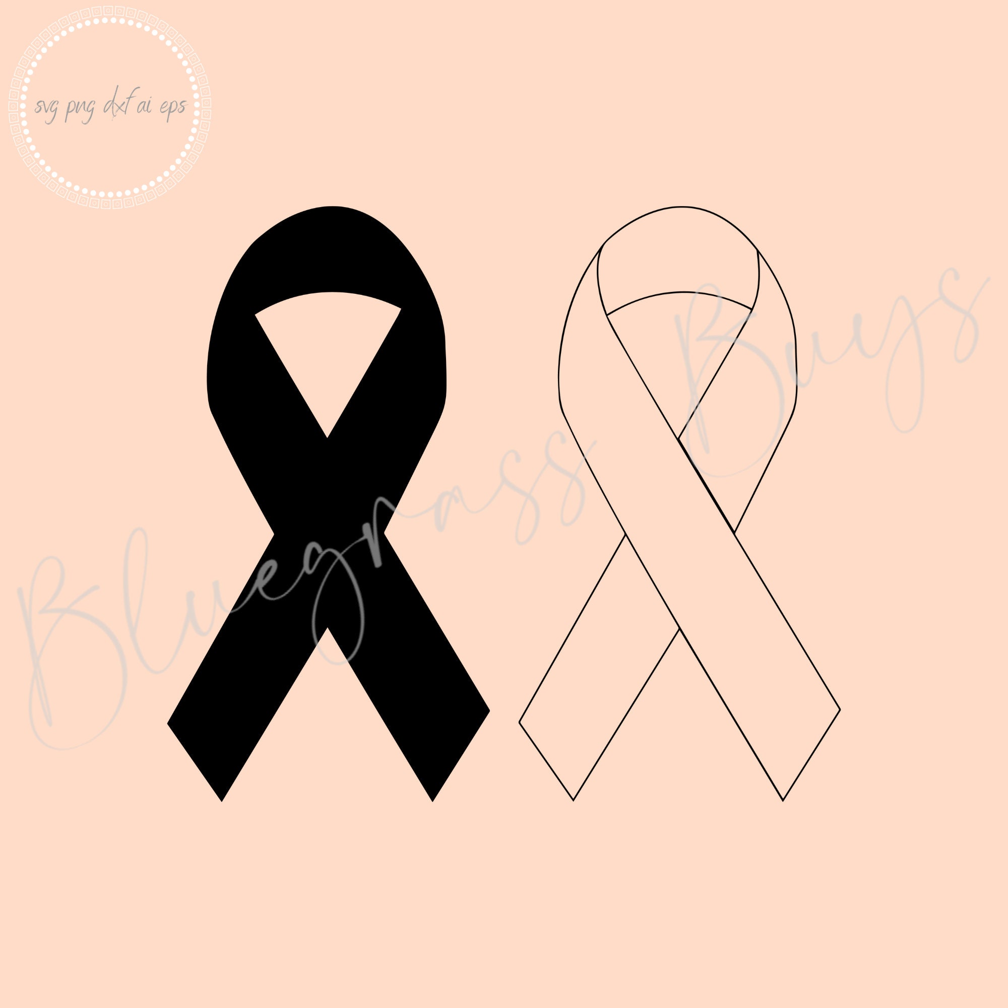 Gold Cancer Ribbon SVG Clipart Gold Cancer Ribbon Silhouette Cut