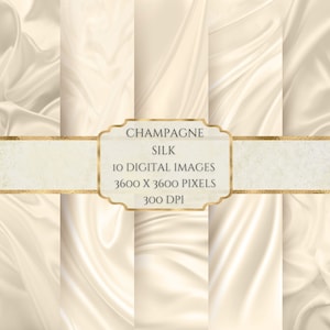 Puede incluir: Diez im&aacute;genes digitales de tela de seda color champ&aacute;n con un brillo sutil. Cada imagen es de 3600 x 3600 p&iacute;xeles y 300 DPI.