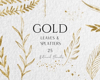 Goldene Blätter PNG, Gold Botanische Elemente, Blatt Clipart