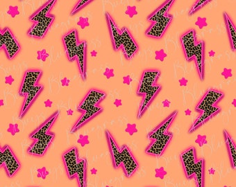 Lightning Bolt Seamless Pattern, Leopard Lightning Bolt, Digital Seamless Pattern