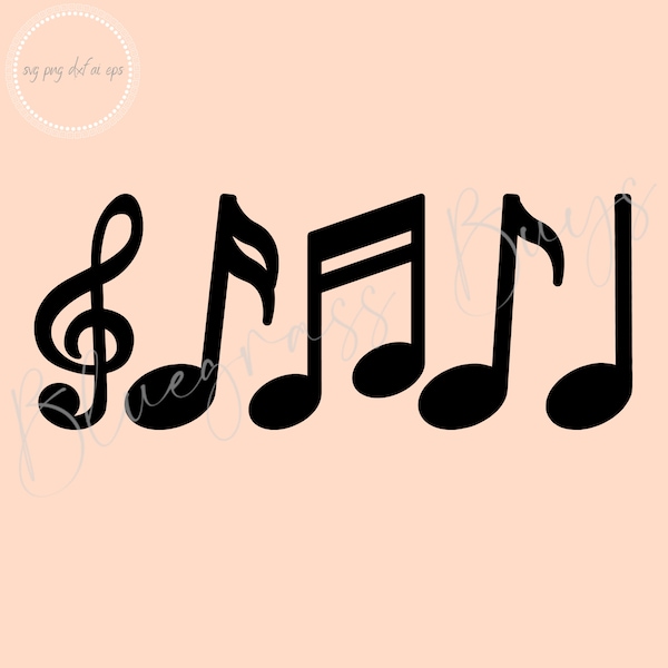 Musik Noten SVG, Musikalische Noten Clipart Png, digitaler Download, Cricut, Silhouette geschnitten Datei