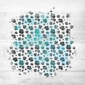 Turquoise Leopard Background PNG, Grunge Cheetah Backsplash, Distressed Leopard Print