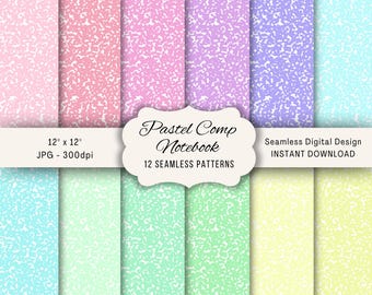 Pastel Composition Notebook Digital Paper, School Notebook Wallpaper JPG