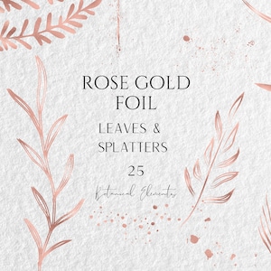 Rose goud folie bladeren PNG, gouden botanische elementen, blad clipart