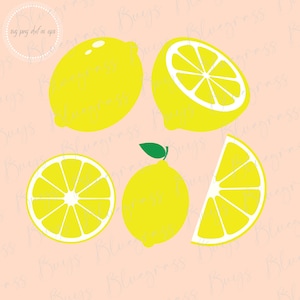 Lemon SVG, Lemon Slice SVG, Fruit Clipart, Digital Download, Cricut, Silhouette Cut File