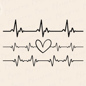 Heartbeat Line SVG Files | ECG EKG Cut Files | Healthcare Vector Files | Nurse Vector | Heartbeat Pulse Clip Art