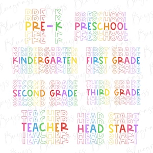 School Grade Bundle SVG - Rainbow SVG - Back to School SVG - Digital Download - Cricut - Silhouette Cut File