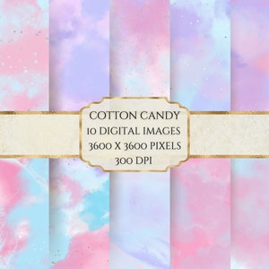 Papel digital de algodão doce, textura pastel, padrão de algodão doce, papel de scrapbook para impressão