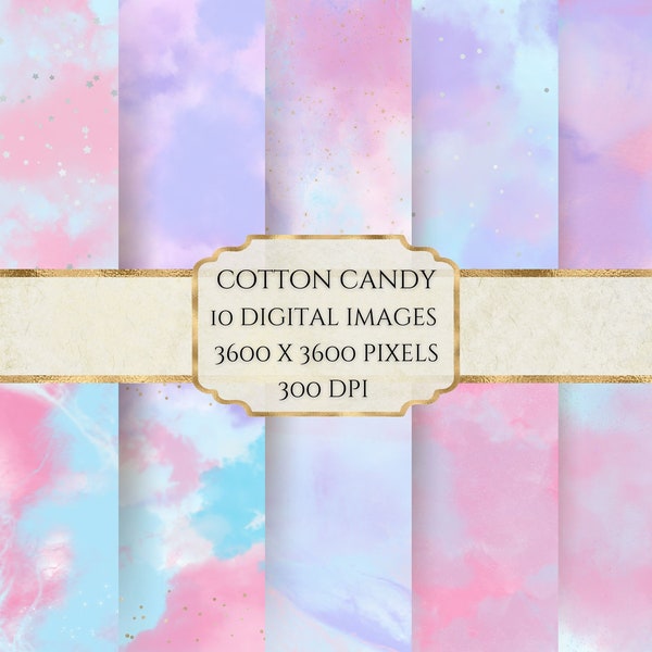 Cotton Candy Digital Paper, Pastel Texture, Cotton Candy Pattern, Printable Scrapbook Paper