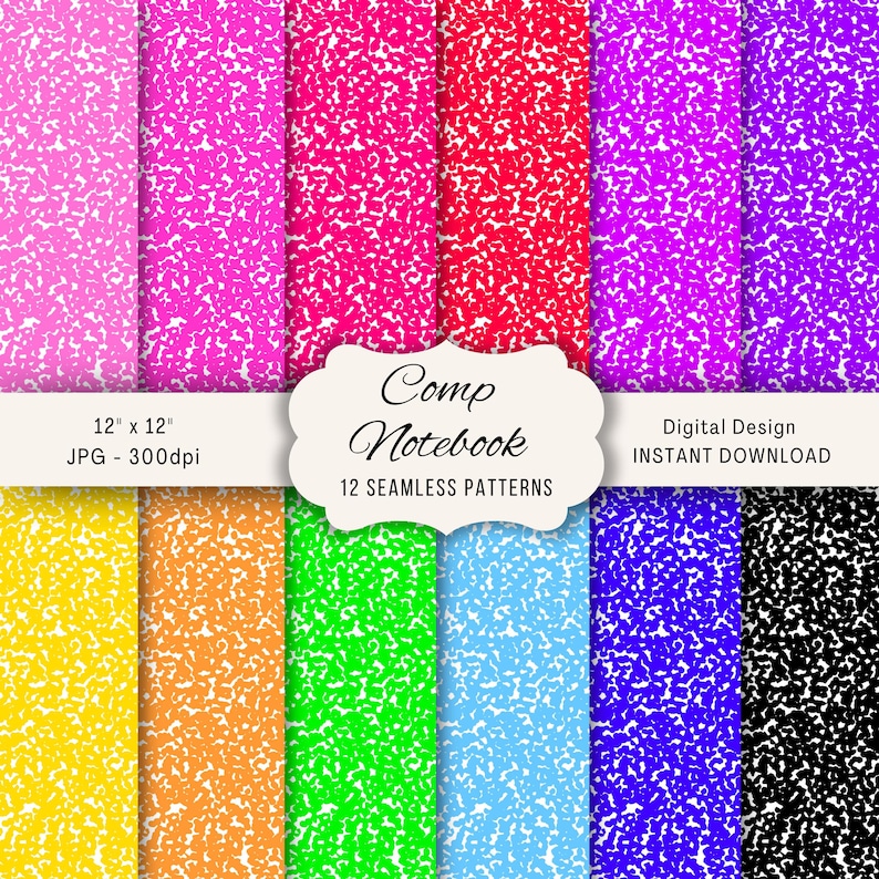 Composition Notebook Digital Paper, School Notebook Wallpaper JPG image 1