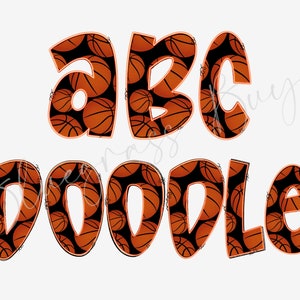 Basketball Alphabet Letters PNG Bundle, Alphabet Clipart, Basketball Hand Drawn Doodle, Sublimation Alpha Set Designs PNG