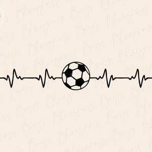 Fußball Herzschlag SVG, Fußball Schnittdatei, Sport Clipart, EKG Herzschlag Linie SVG