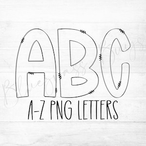 Crea tus propias letras doodle de la A a la Z, alfabeto doodle PNG, letras de sublimación