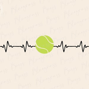 Tennis Ball Herzschlag SVG, Tennis, Schnittdatei, Sport Clipart, EKG Herzschlag Linie SVG