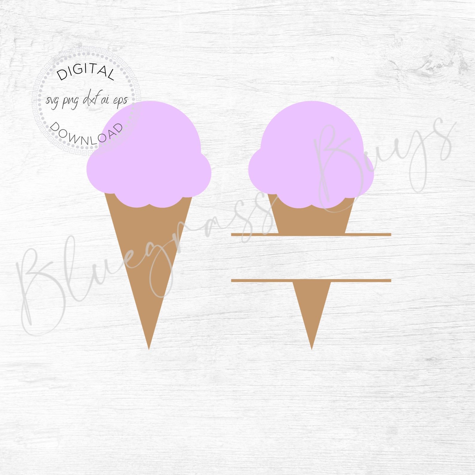 Ice Cream Cone SVG Ice Cream Cone Name Frame Monogram SVG Etsy