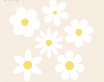 Retro Flowers SVG, Flower Clipart, Daisy Flower Cut File, Digital Download, Cricut, Silhouette Cut File