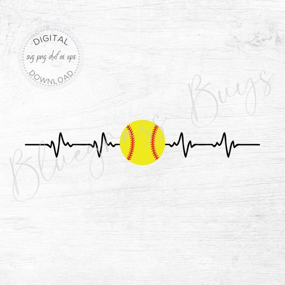 Softball Heartbeat SVG Softball Pulse Cut File Sports Etsy