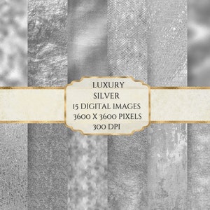 Luxury Silver Digital Paper, Metallic Texture, Foil Texture Paper, Printable Scrapbook Paper