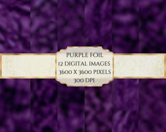 Purple Foil Digital Paper, Metallic Texture, Foil Texture Paper, Printable Scrapbook Paper