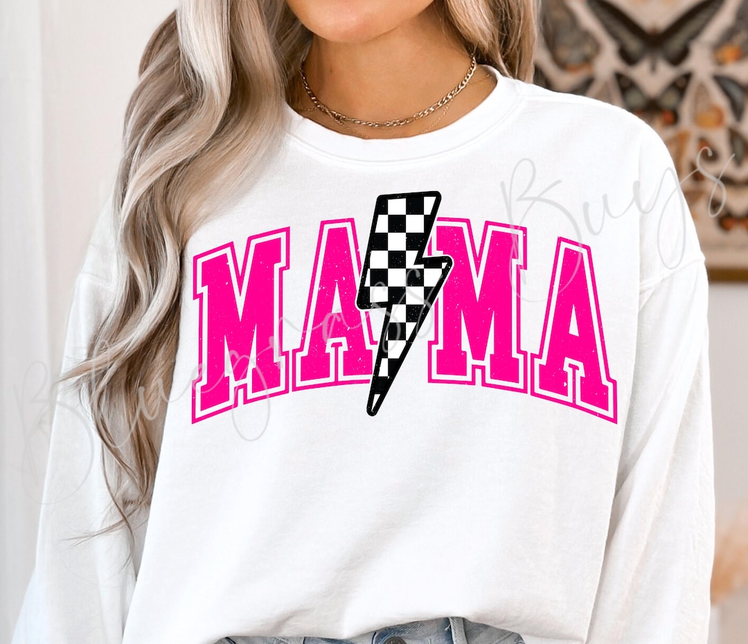MaMat☆ Mama Lightning Bolt Checkered PNG, Retro Checkered Mama PNG