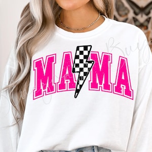 Mama Lightning Bolt kariert PNG, Retro karierte Mama PNG, Mama Shirt Design, Retro Mama Png