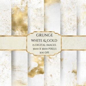 Grunge White and Gold Paper, Distressed Textured, Worn Texture Paper, Printable Scrapbook Paper