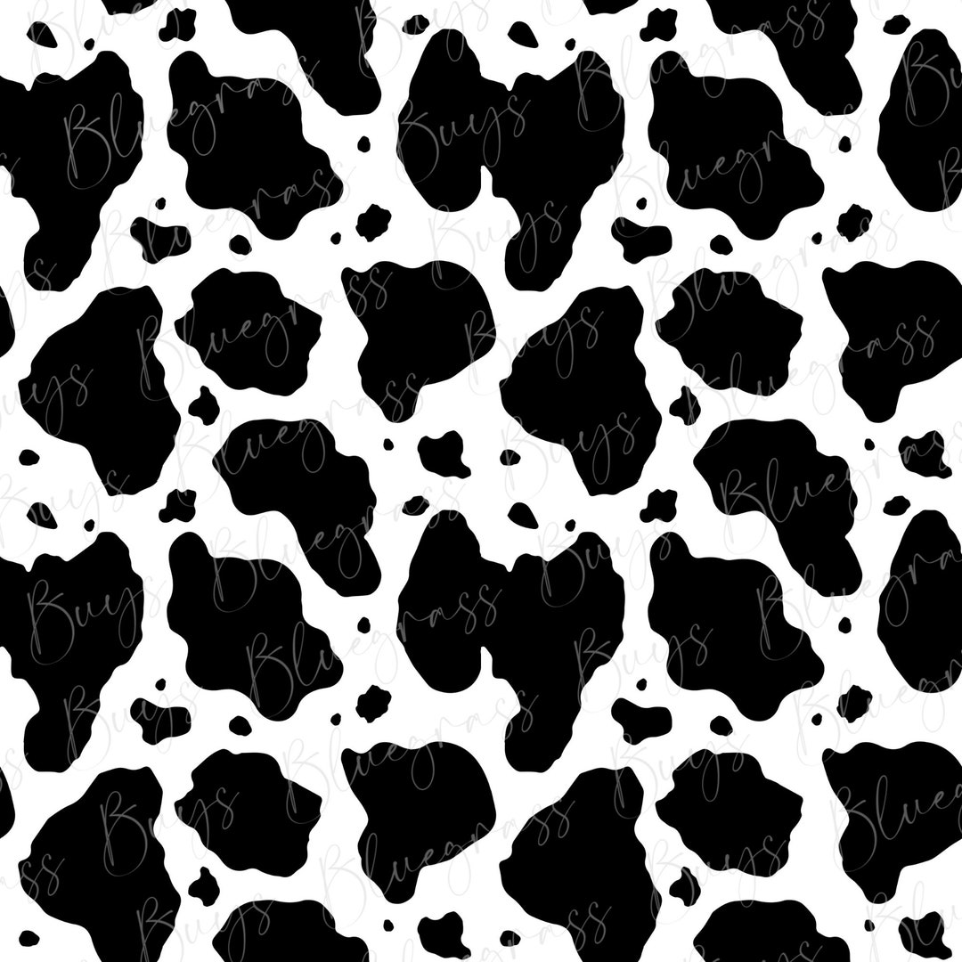 Seamless Black and White Cow Print Pattern, Cow Print Repeating Pattern