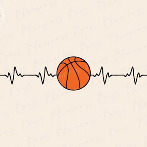Basketball Herzschlag SVG, Basketball Pulse Cut File, Sport Clipart, EKG Herzschlag Linie SVG