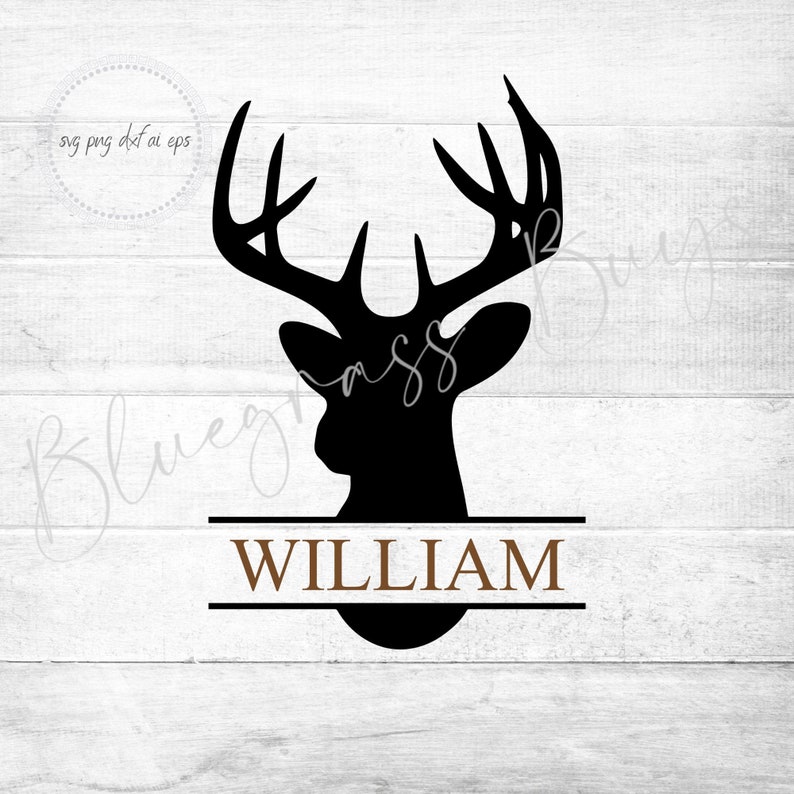 Deer Head Monogram SVG Deer Head Name Frame Silhouette Etsy