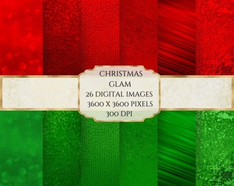 Christmas Glam Digital Paper, Holiday Metallic Texture, Foil Texture Paper, Printable Scrapbook Paper