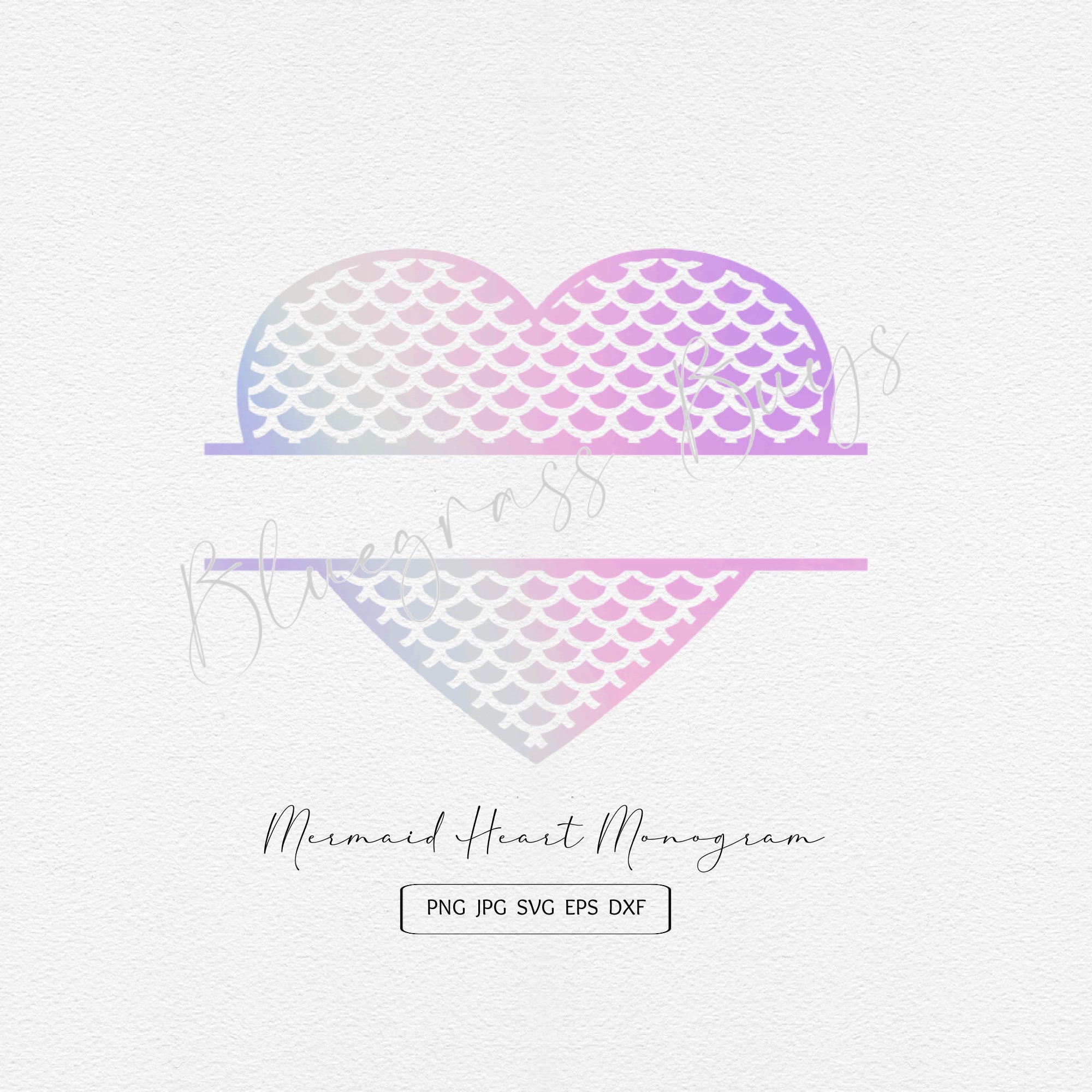 Download Mermaid Heart Monogram Svg Split Mermaid Cut File Mermaid Etsy