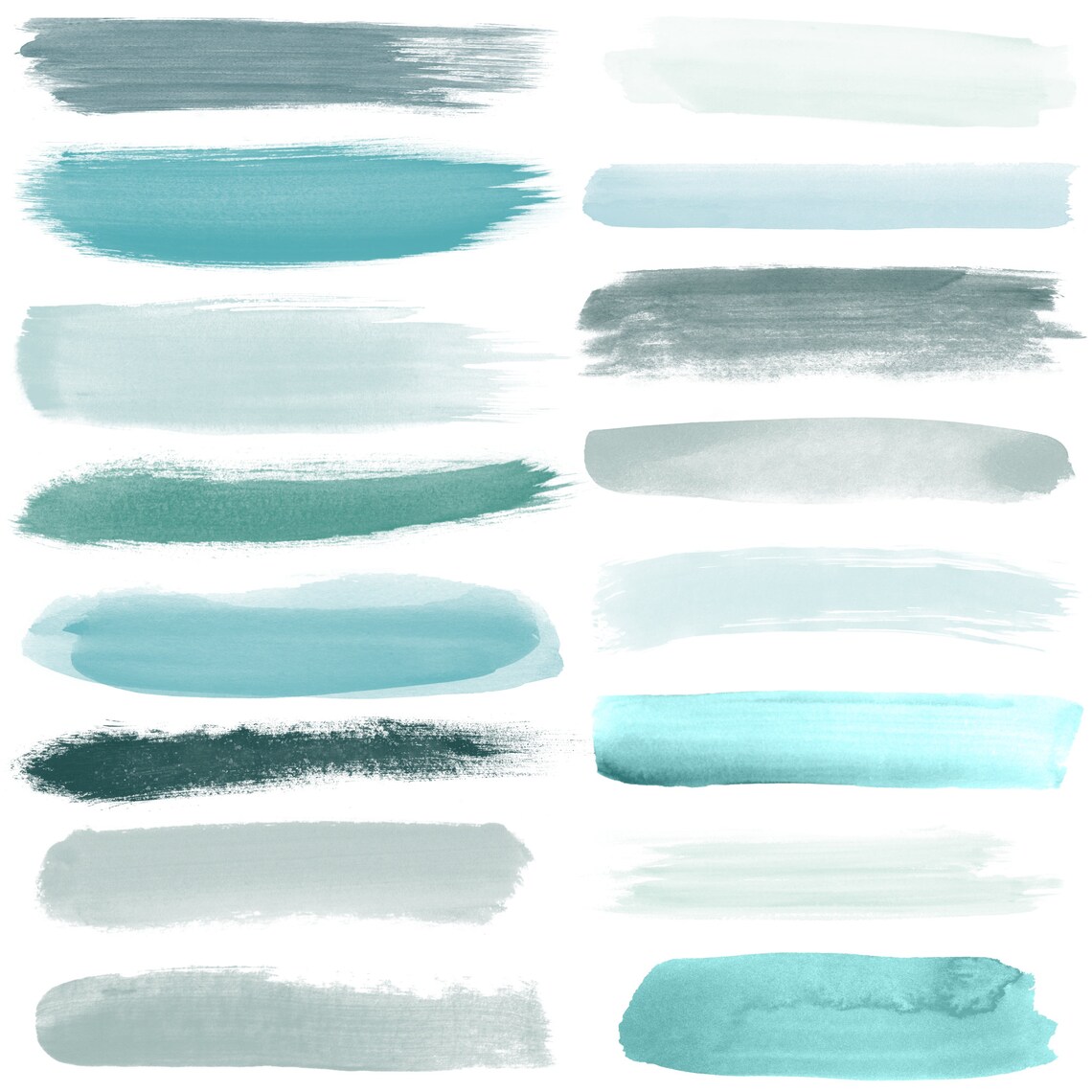 Teal Watercolor Brush Strokes Watercolor Clipart Paint | Etsy