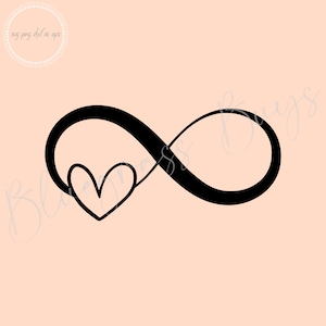 Symbole coeur infini SVG, fichier de coupe signe de l'infini, symbole pour toujours SVG, téléchargement numérique, Cricut, fichier de coupe Silhouette