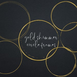 Gold Shimmer Circle Frames, Frame Clipart, Round Glitter Circle Elements