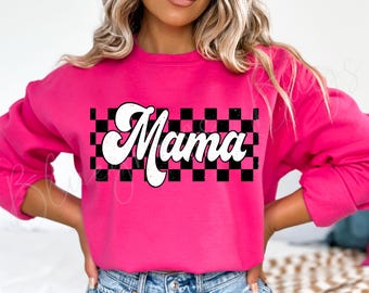 Retro w kratkę Mama PNG, Mama w kratkę, Mama projekt koszulki, Retro Mama Png