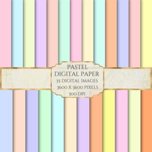 Pastel Digital Paper, Digital Paper Pastels, Solid Color Paper JPG