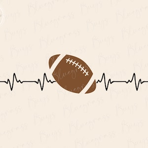 Football Heartbeat SVG, Football Cut File, Sports Clipart, EKG Heartbeat Line SVG