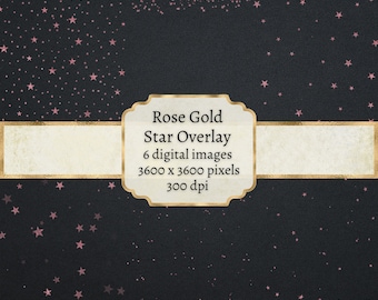 Rose Gold Star Overlay, Stardust Overlay Png, Star Glitter Clipart Overlay