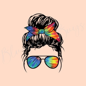 Messy Bun Mom Life Png, Tie Dye Mom Life Png, Tie Dye Sublimation, Messy Bun Clipart