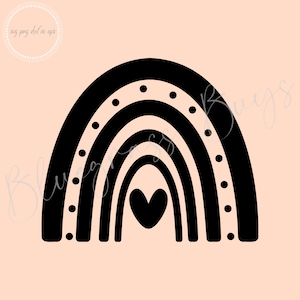 Boho Rainbow SVG - Rainbow Clipart - Arquivo de corte de arco-íris com coração - Download digital - Cricut - Arquivo de corte de silhueta