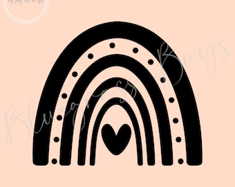 Boho Rainbow SVG - Clipart tęczy - Tęcza z sercem Plik do cięcia - Pobieranie cyfrowe - Cricut - Plik do cięcia sylwetki