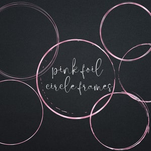 Pink Foil Circle Frames, Frame Clipart, Round Glitter Circle Elements
