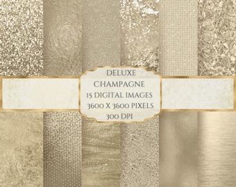 Champagne Digital Paper, Metallic Texture, Glitter Texture Paper, Printable Scrapbook Paper