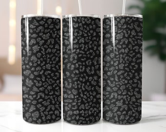 Glitter Leopard Skinny Tumbler Wrap, 20oz Straight & Tapered Wrap Design, Tumbler PNG Sublimation