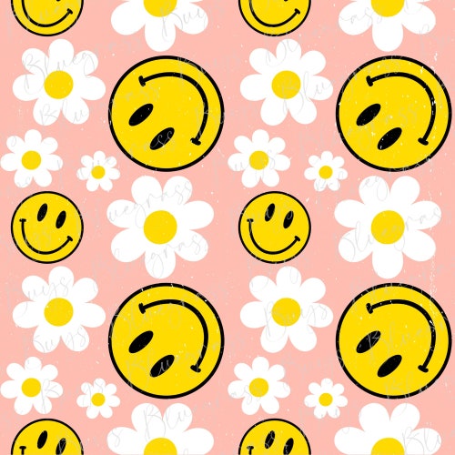 Retro Smiley Face Seamless Pattern Seamless Happy Face - Etsy