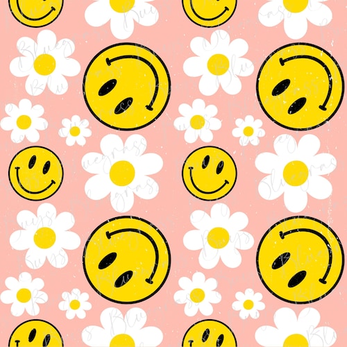 Retro Smiley Face Seamless Pattern Seamless Happy Face - Etsy